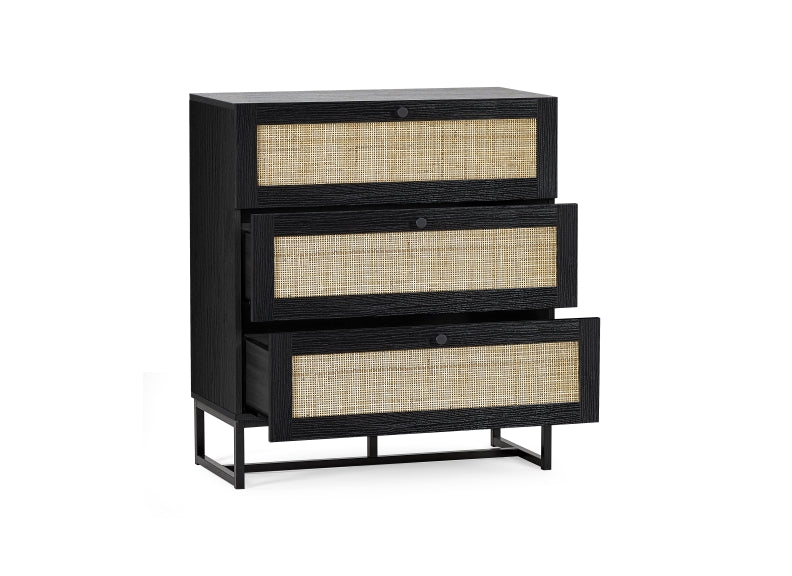 Padstow Black Three Drawer Chest