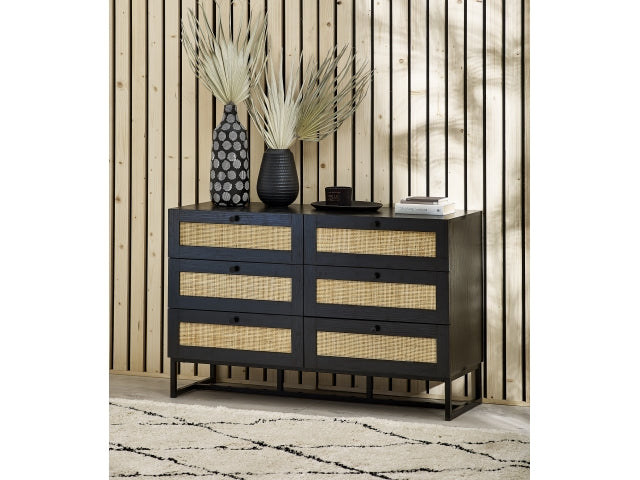 Padstow Black Six Drawer Chest