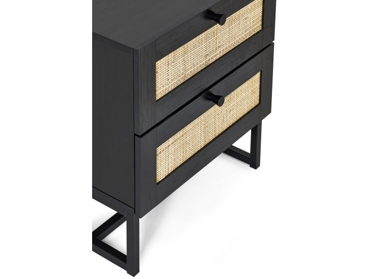 Padstow Black Two Drawer Bedside
