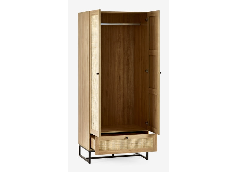 Padstow Oak Two Door One Drawer Wardrobe