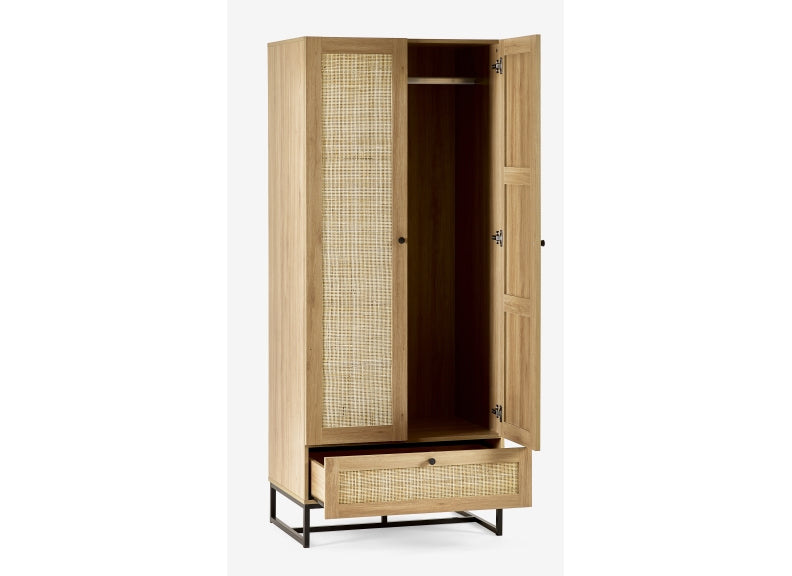 Padstow Oak Two Door One Drawer Wardrobe