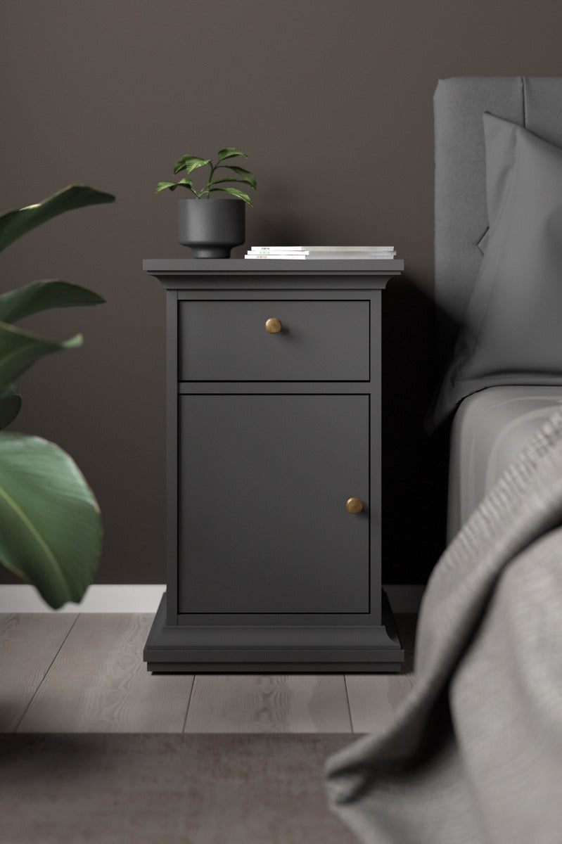 Paris Nightstand 1 door + 1 drawer - Grey