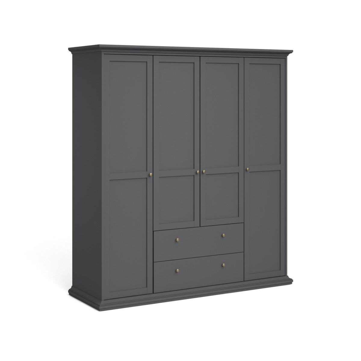 Paris Wardrobe with 4 doors + 2 drawers - Grey
