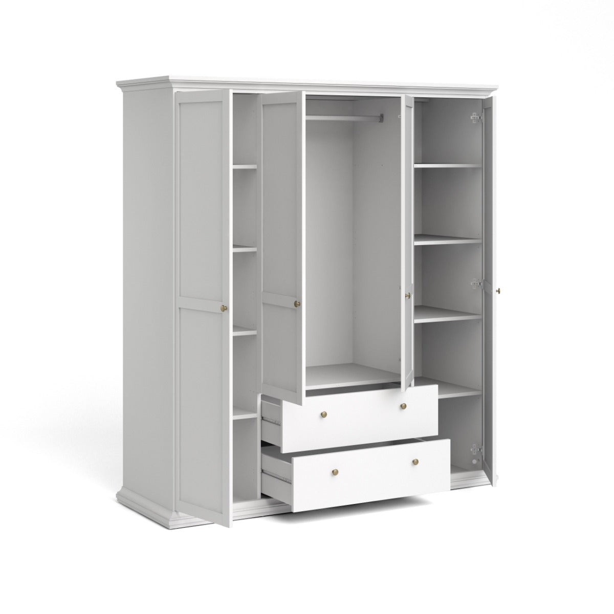 Paris Wardrobe with 4 doors + 2 drawers - White