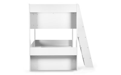 Parsec Bunk Bed - All White with Built-In Shelving and Ladder