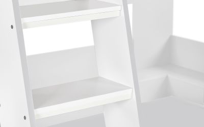 Parsec Bunk Bed - All White with Built-In Shelving and Ladder