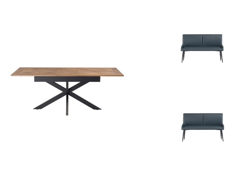 Payton Extending Dining Table With Maisy PU Chairs/Benches