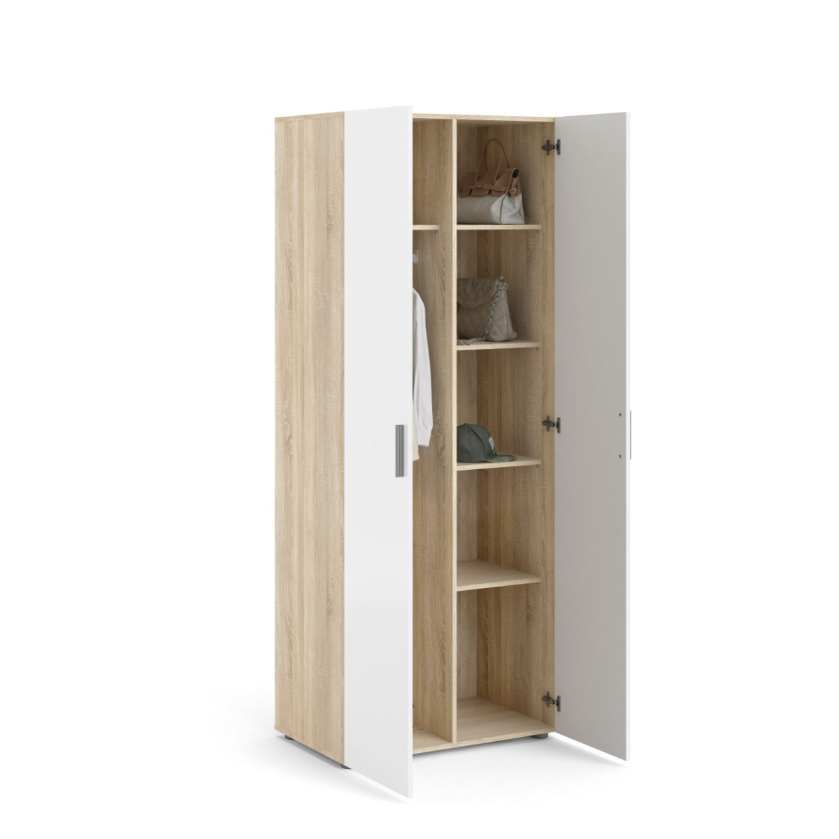 Pepe 2 Door Wardrobe - Oak with White High Gloss (Pre-order only)