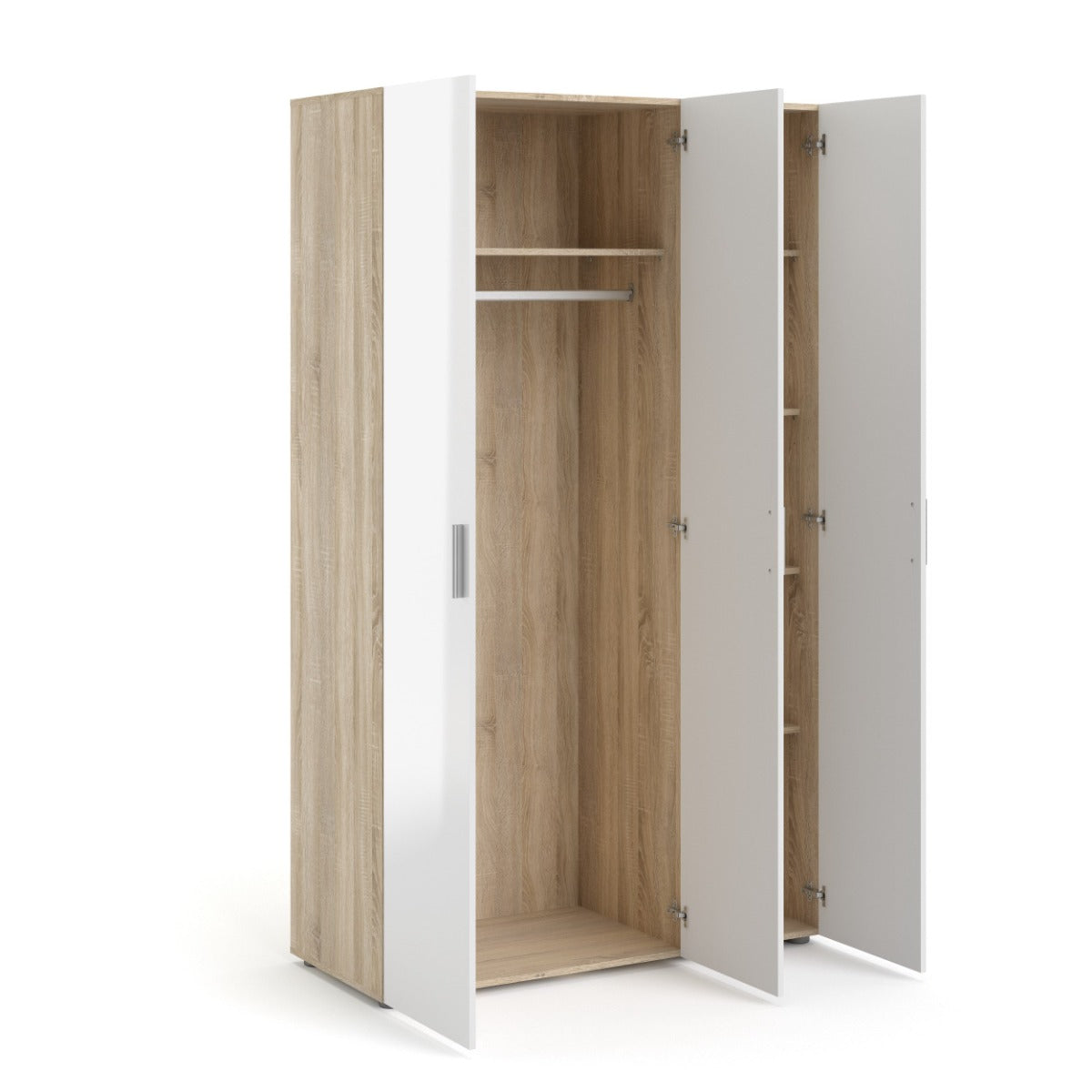 Pepe 3 Door Wardrobe - Oak with White High Gloss