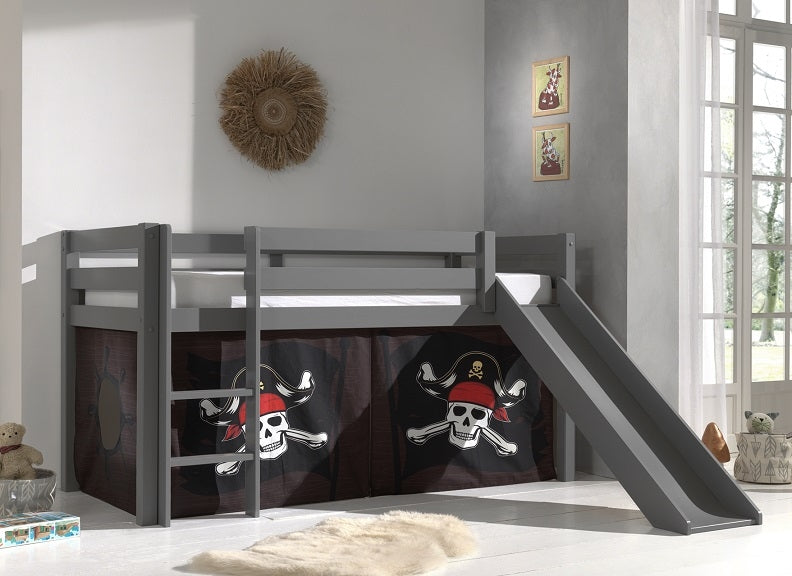 Pino Grey Mid-Sleeper Caribbean Pirate Curtain - With Slide - Room