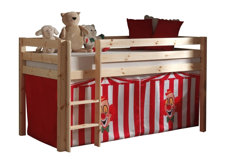 Pino Natural Wood Mid-Sleeper W/Optional Curtain & Slide