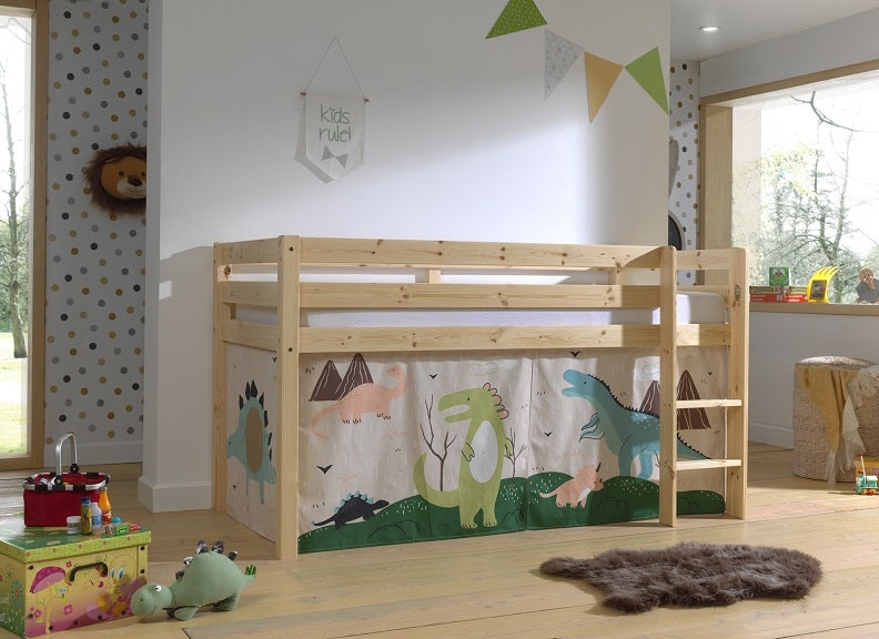 Pino Natural Mid-Sleeper Dinosaur Curtain Room