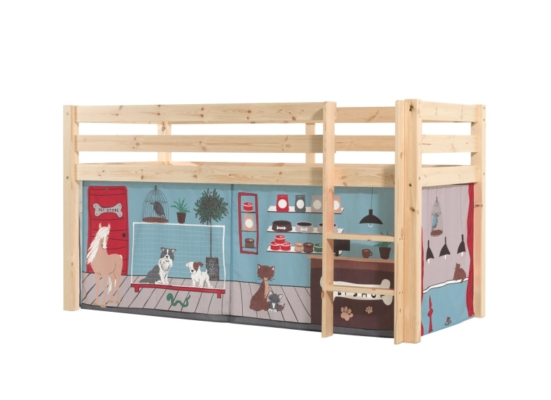 Pino Natural Wood Mid-Sleeper W/Optional Curtain & Slide