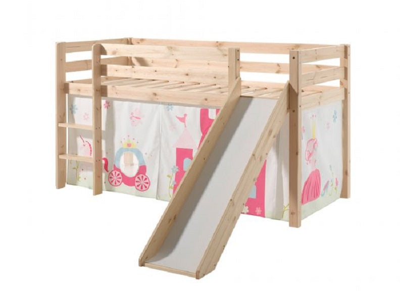 Pino Natural Wood Mid-Sleeper W/Optional Curtain & Slide