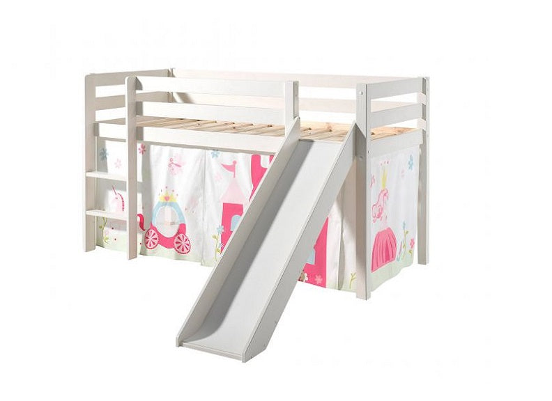 Pino White Mid-Sleeper W/Optional Curtain & Slide