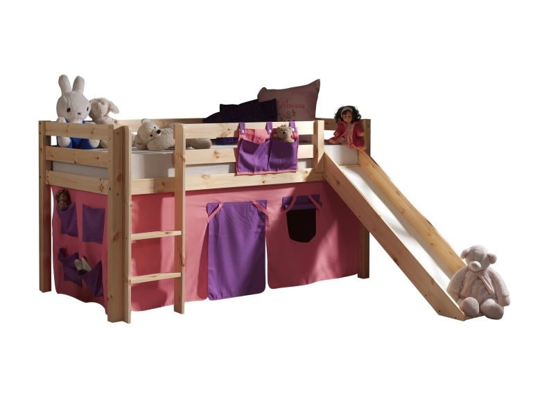 Pino Natural Wood Mid-Sleeper W/Optional Curtain & Slide