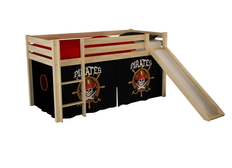 Pino Natural Wood Mid-Sleeper W/Optional Curtain & Slide