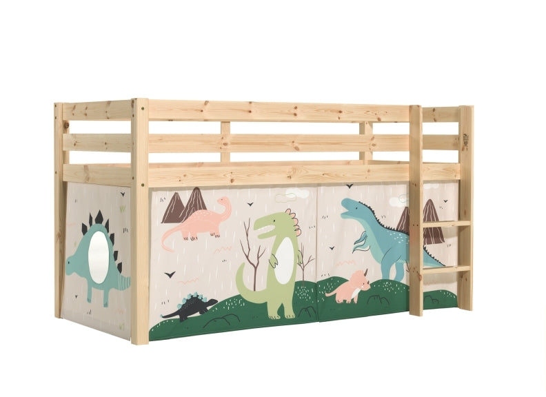 Pino Natural Wood Mid-Sleeper W/Optional Curtain & Slide