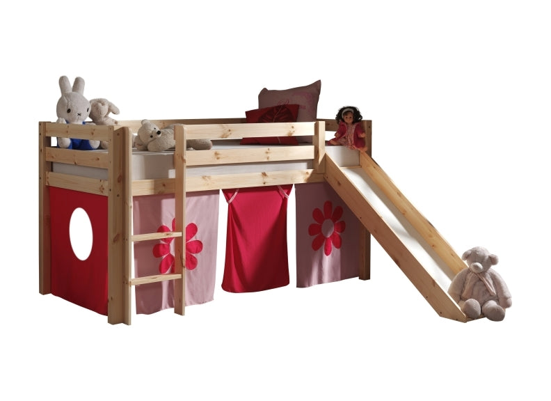 Pino Natural Wood Mid-Sleeper W/Optional Curtain & Slide