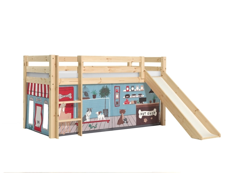 Pino Natural Wood Mid-Sleeper W/Optional Curtain & Slide