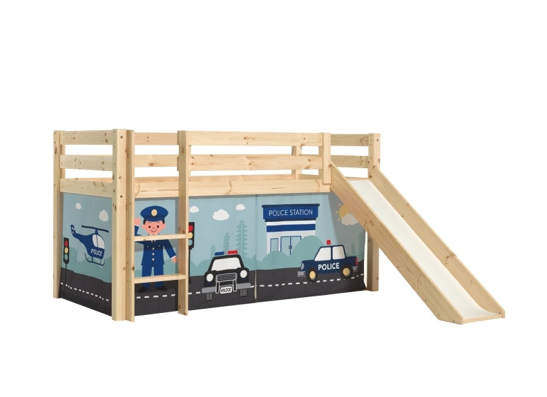 Pino Natural Wood Mid-Sleeper W/Optional Curtain & Slide