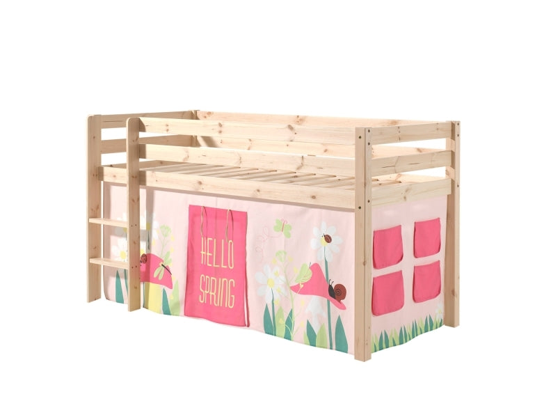 Pino Natural Wood Mid-Sleeper W/Optional Curtain & Slide