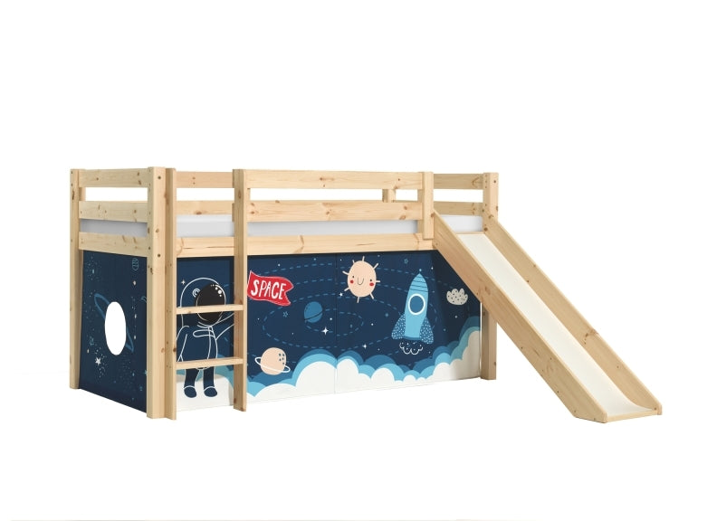 Pino Natural Wood Mid-Sleeper W/Optional Curtain & Slide