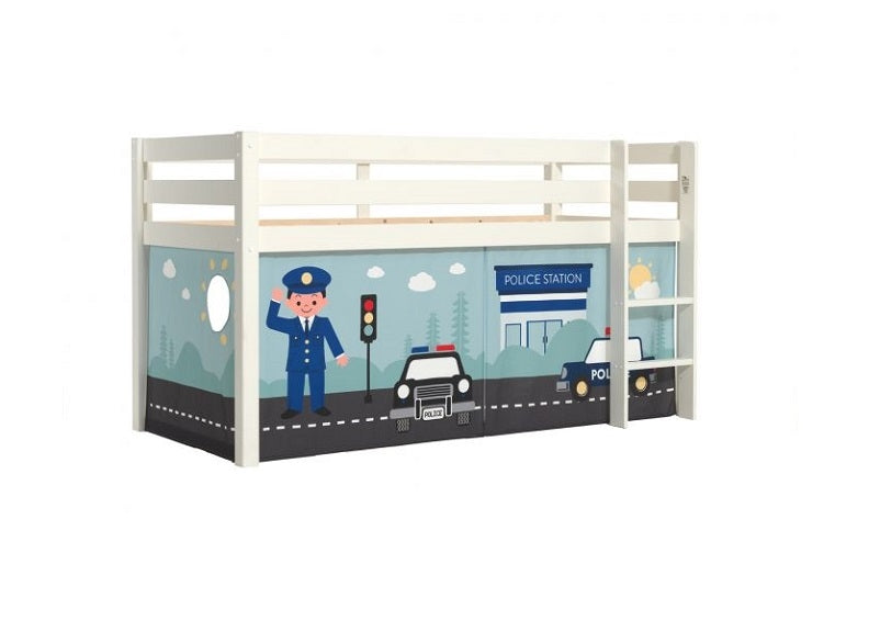 Pino White Mid-Sleeper W/Optional Curtain & Slide