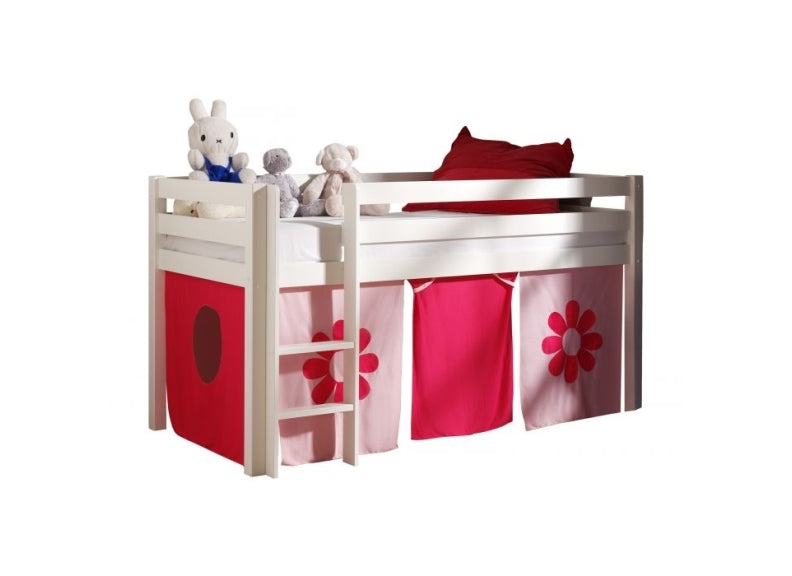 Pino White Mid-Sleeper W/Optional Curtain & Slide