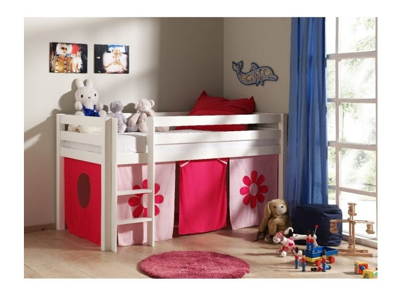 Pino White Mid-Sleeper Pink Flower Curtain Room