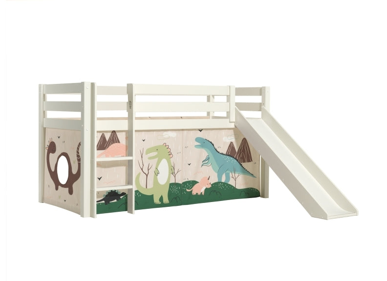 Pino White Mid-sleeper Dino Curtain With Slide