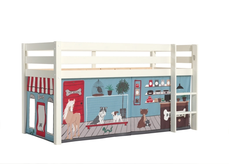 Pino White Mid-Sleeper W/Optional Curtain & Slide