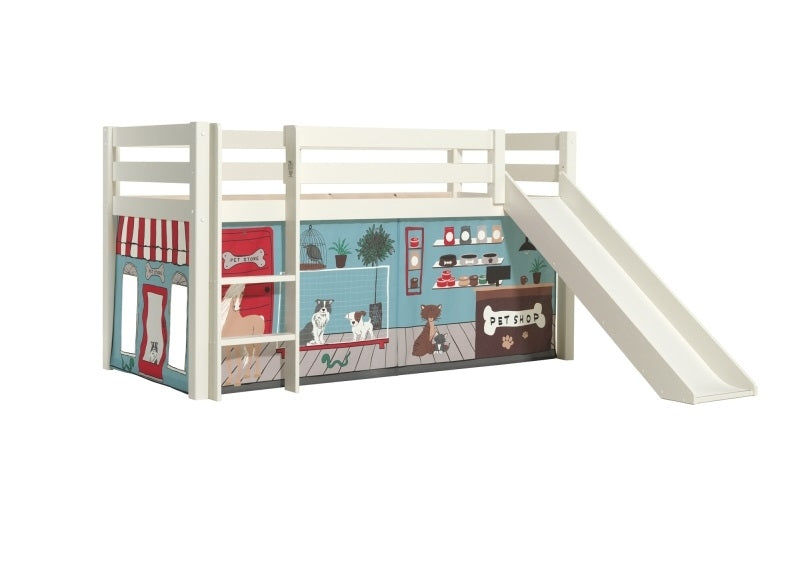 Pino White Mid-Sleeper W/Optional Curtain & Slide