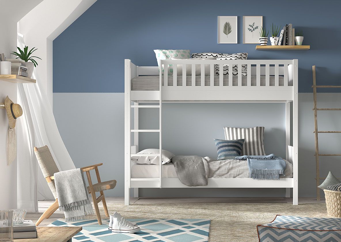SCOTT Bunk Bed 90 x 200 cm in White – Solid Pine, Space-Saving Design | Free Nationwide Delivery by Homeline Furniture