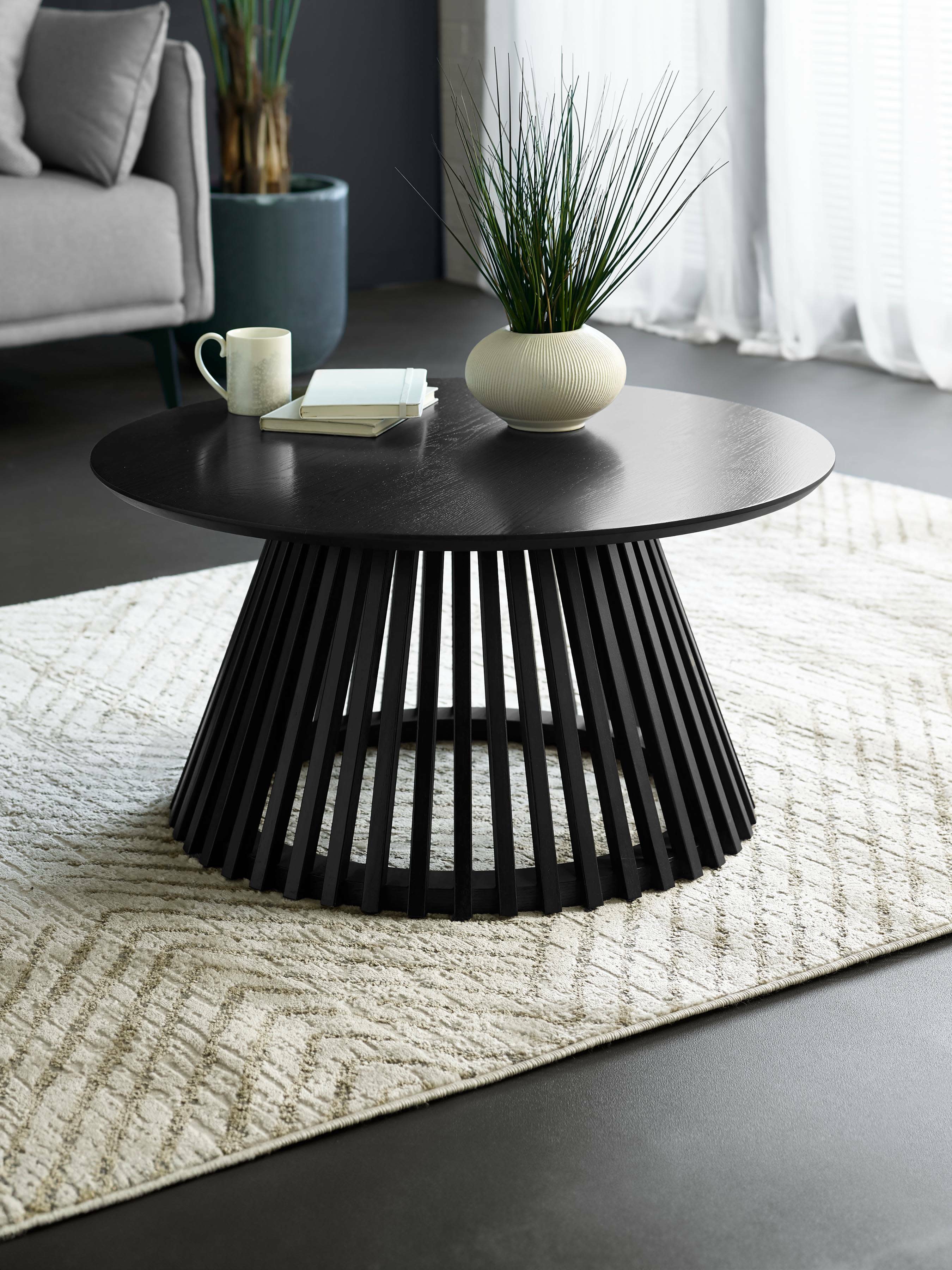 Ollie Black 80cm Round Coffee Table