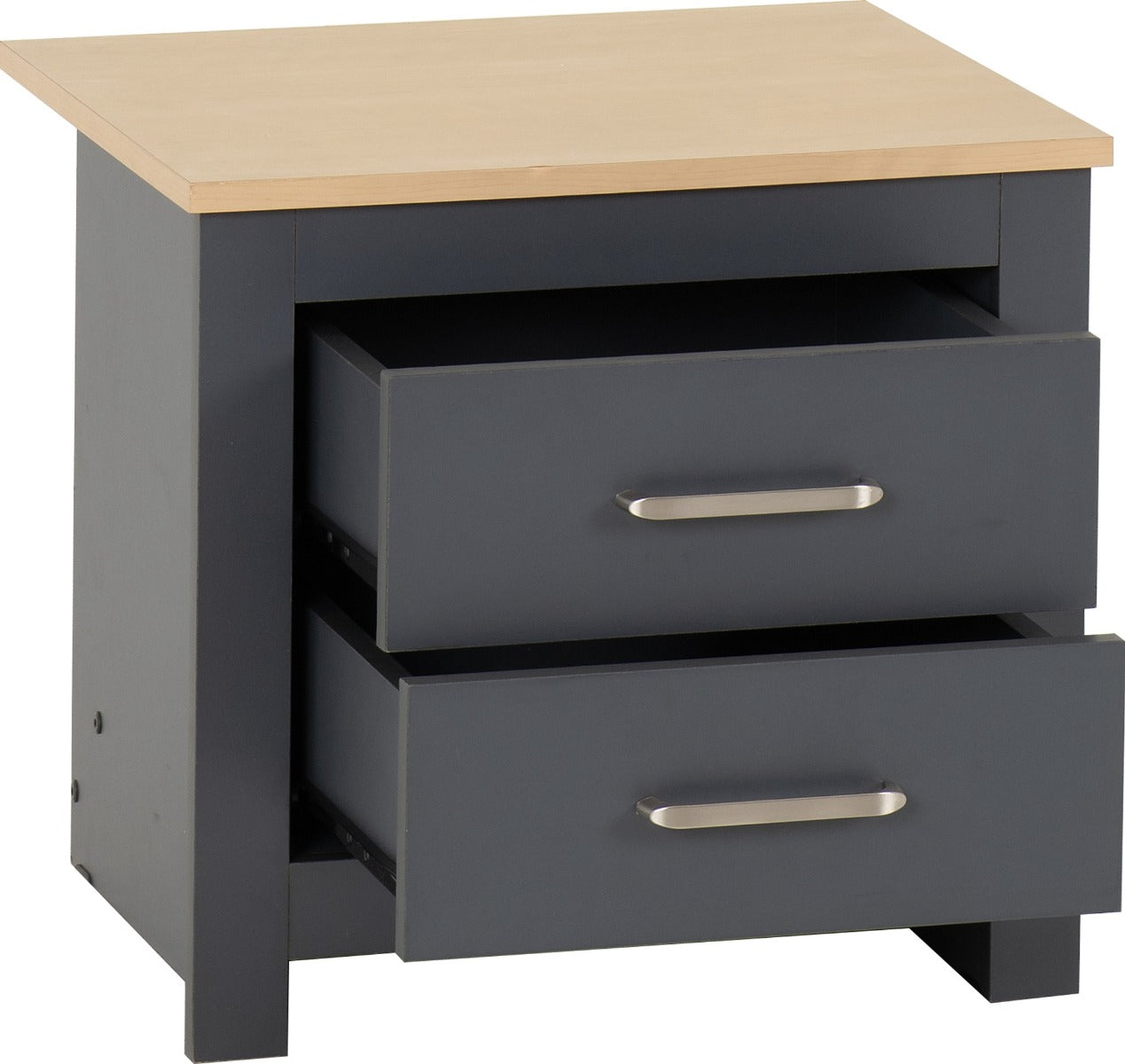 Portland 2 Drawer Bedside Grey/Oak Effect