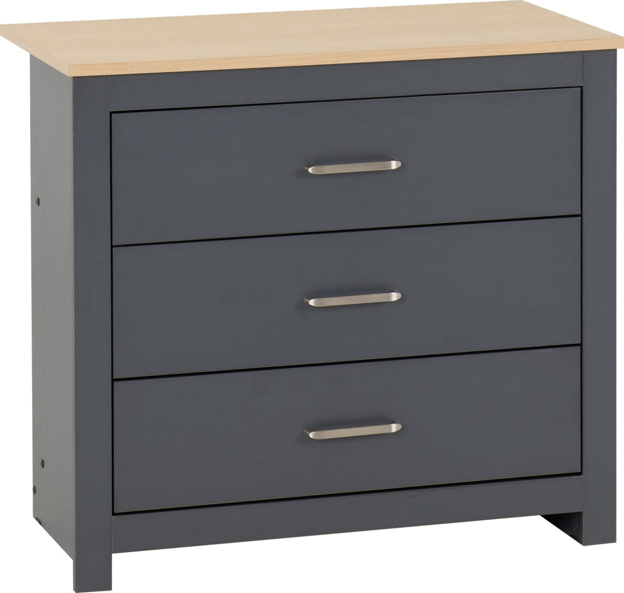Portland 3 Drawer Chest Grey/Oak Effect