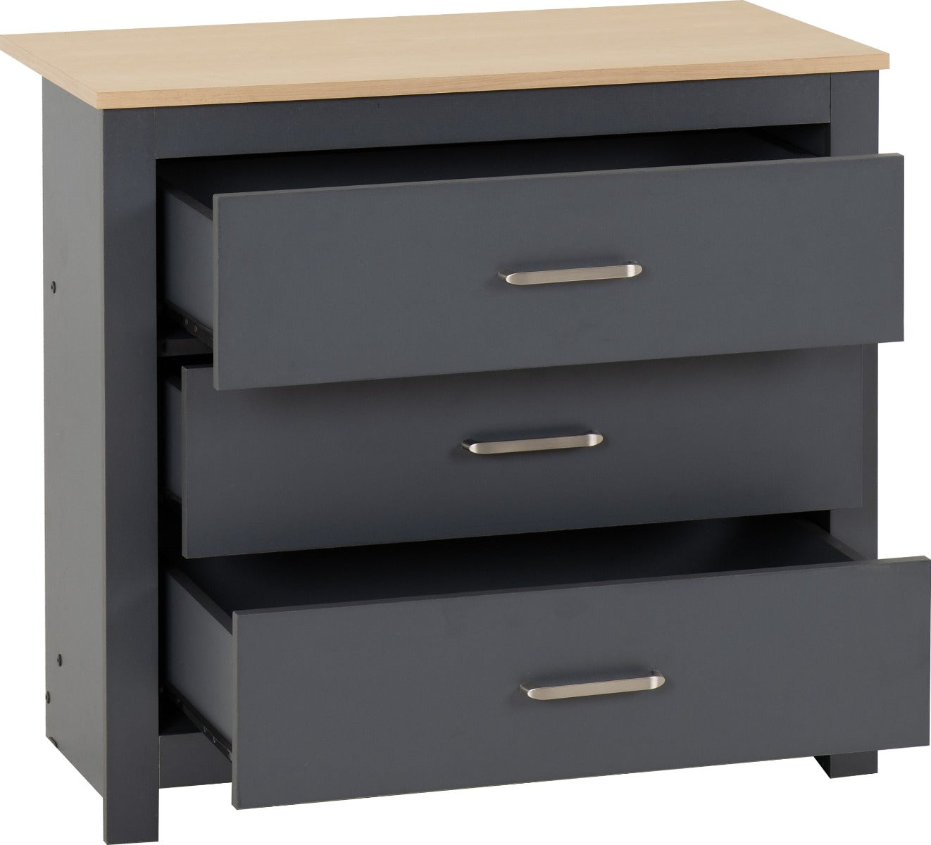 Portland 3 Drawer Chest Grey/Oak Effect