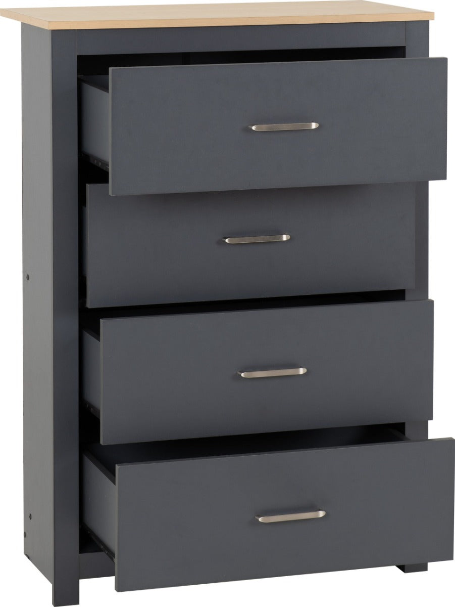 Portland 4 Drawer Chest Grey/Oak Effect