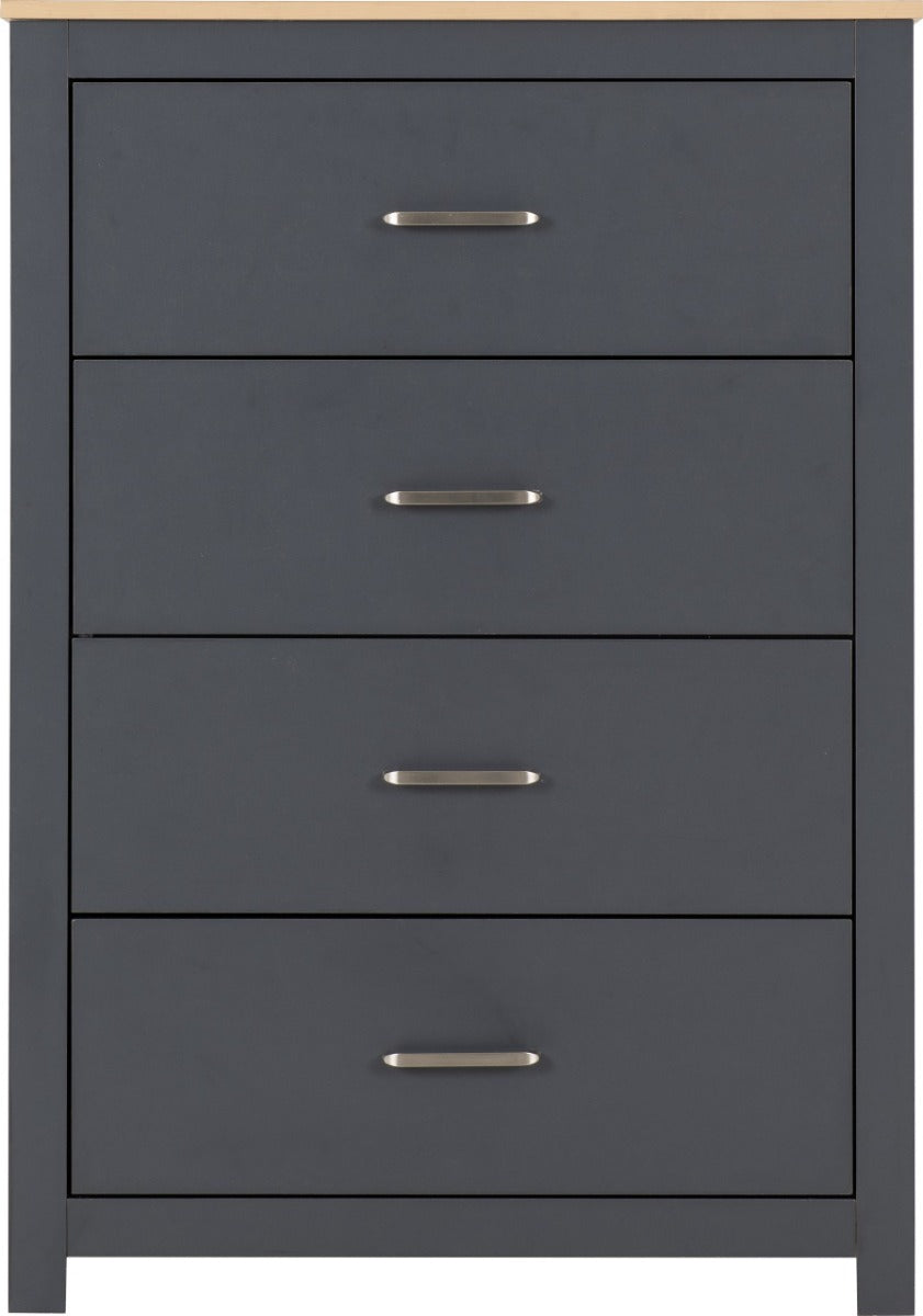 Portland 4 Drawer Chest Grey/Oak Effect