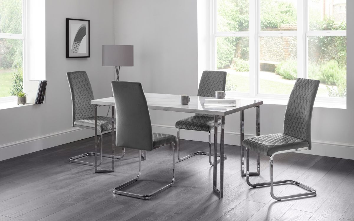 Calabria Grey Velvet Cantilever Dining Chair