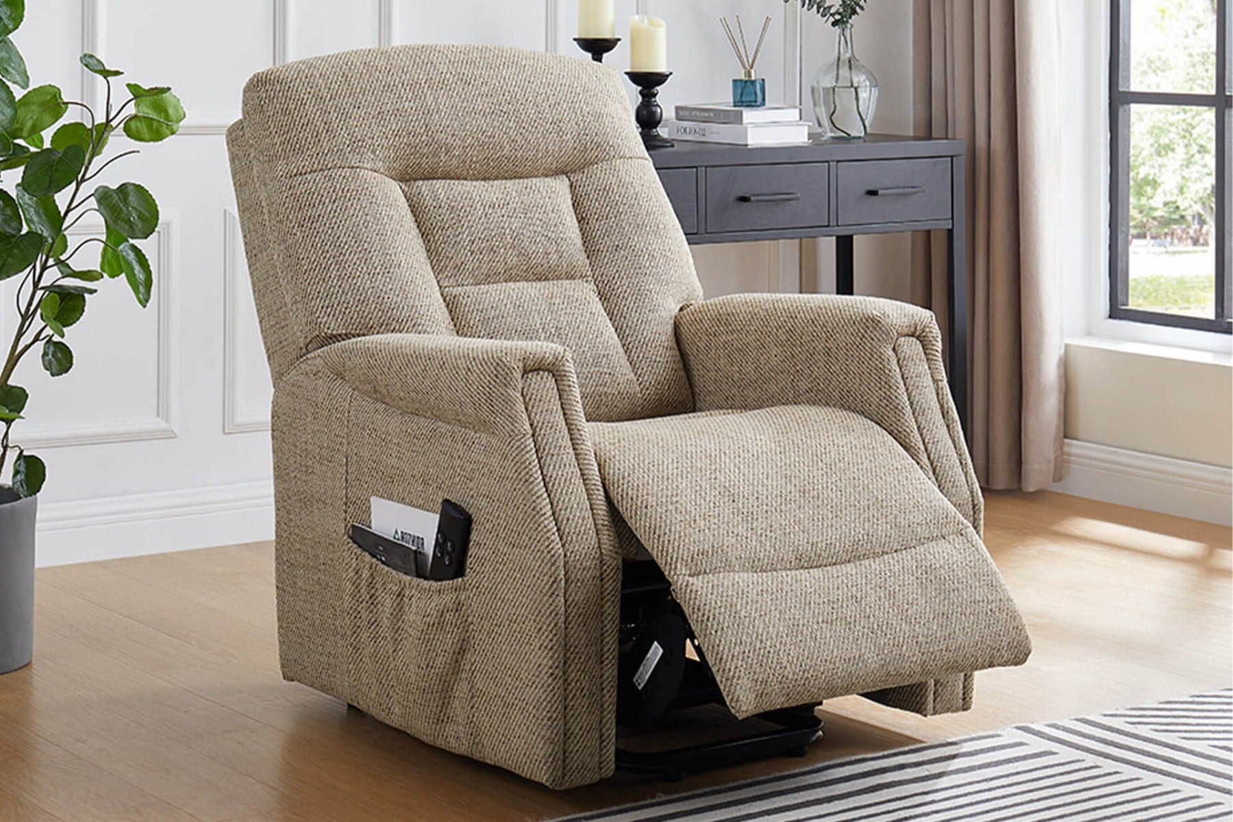 Prescot Electric Lift & Rise Chair in Dark Grey or Oatmeal – Dual Motor Recliner for Maximum Comfort – Free Nationwide Delivery