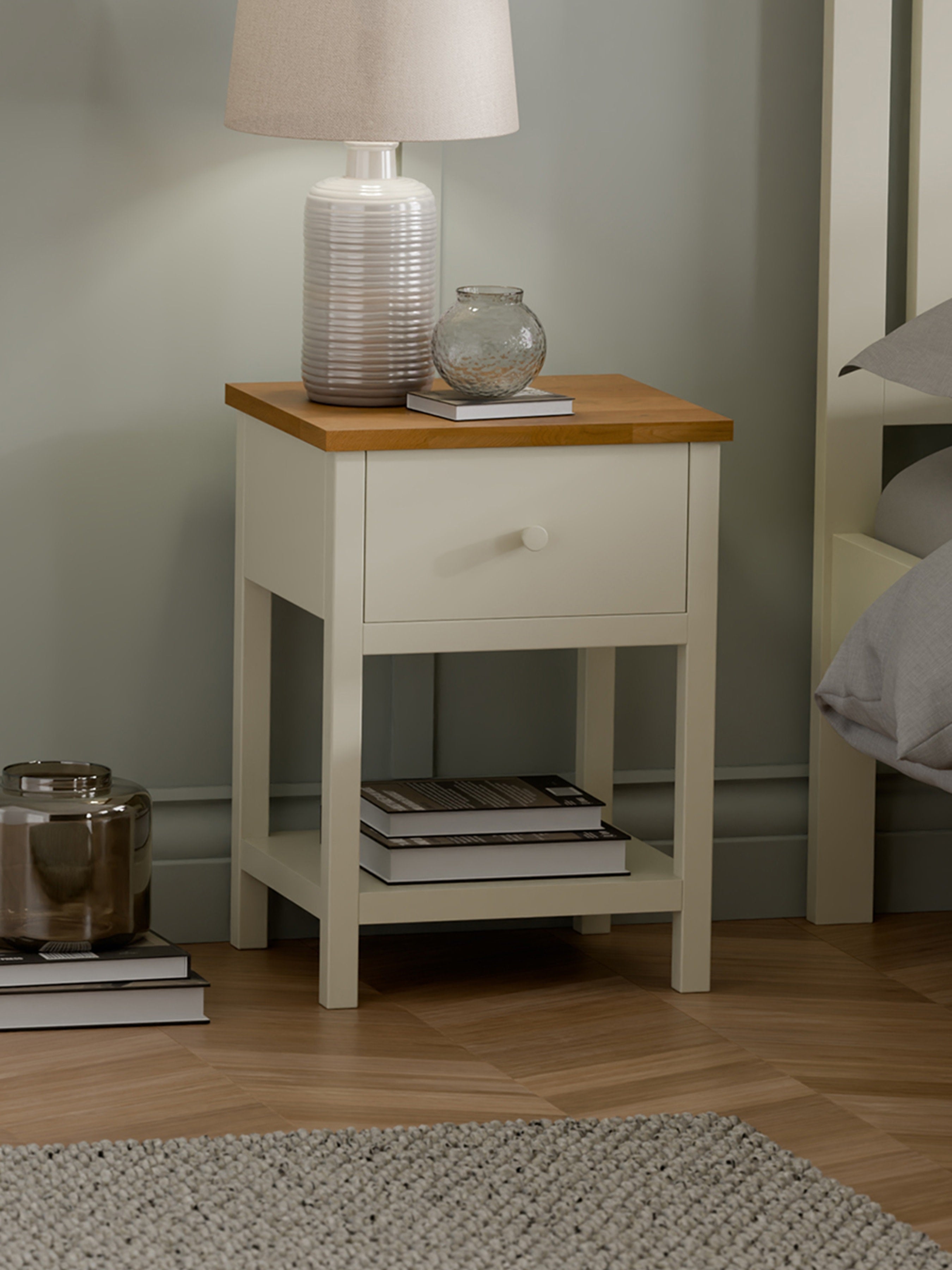 Coxmoor 1 Drawer - Ivory and Oak