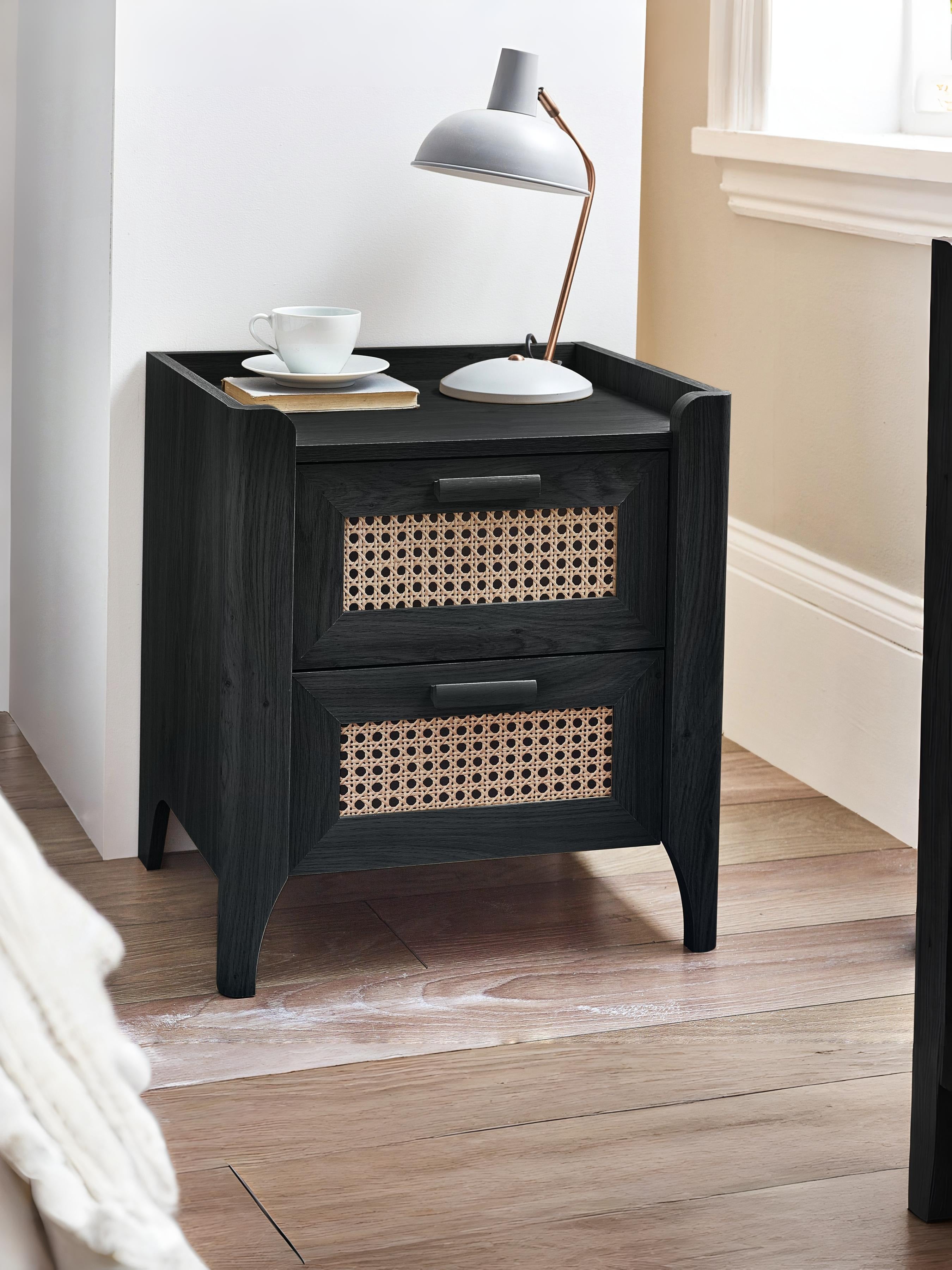 Sydney 2 Drawer Bedside - Black Ash