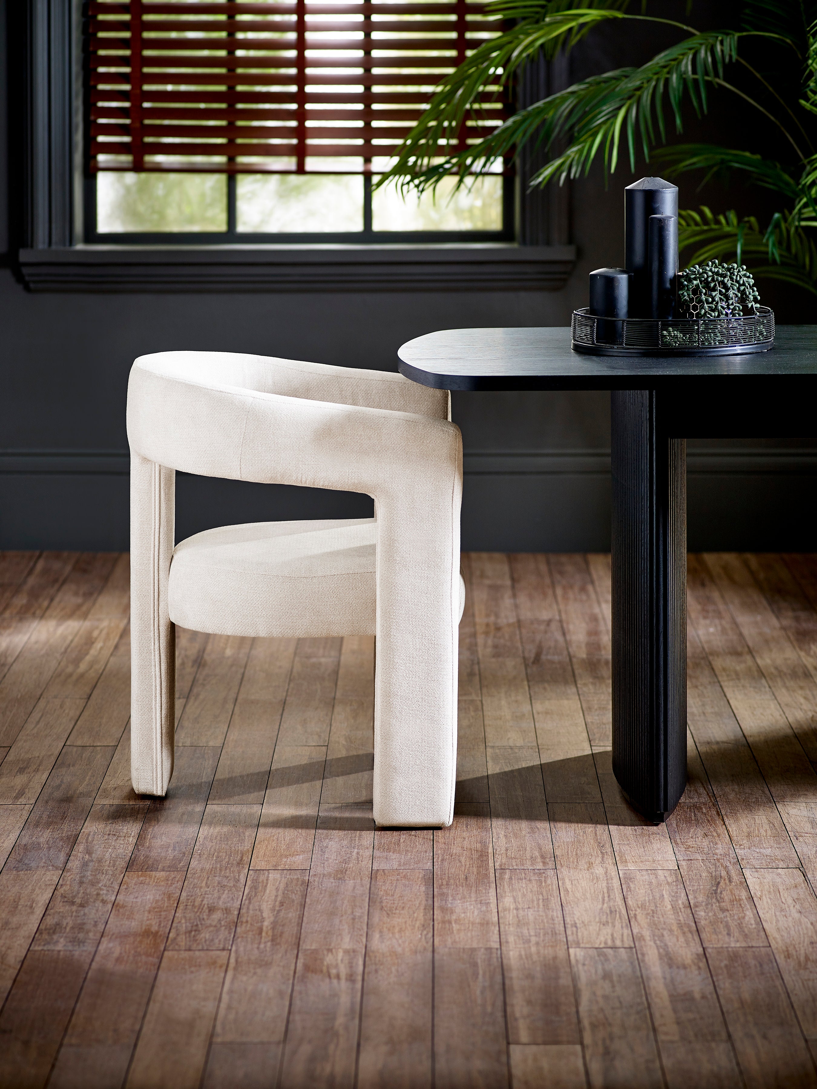 Elara Cream Chenille Upholstered Chair