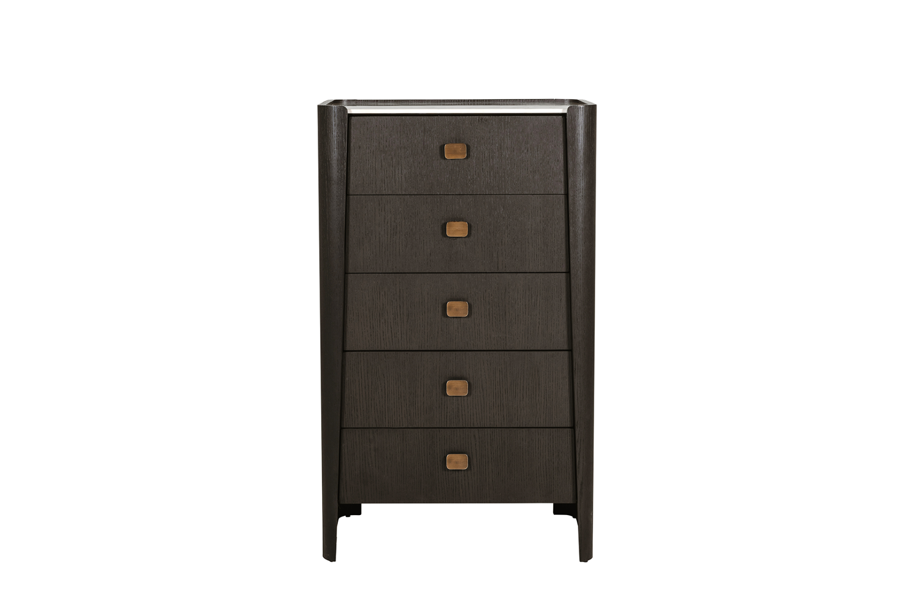Rhodes Tall 5 Drawer Chest of Drawers in Ebony – Luxury Tall Chest with Sintered Stone Top and Copper Handles
