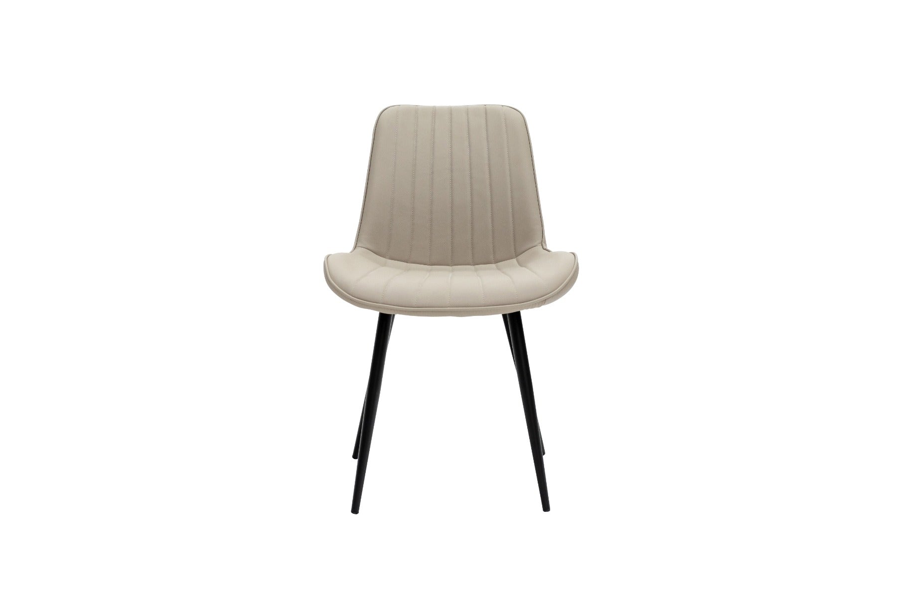 Richmond Stone Faux Leather Dining Chair – Curved Design with Black Powder-Coated Legs