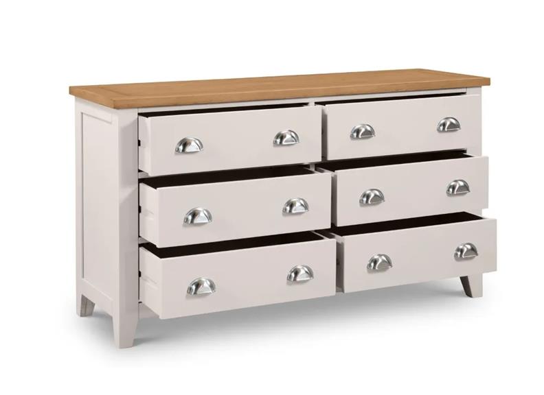Richmond Grey Six Drawer Wide Chest