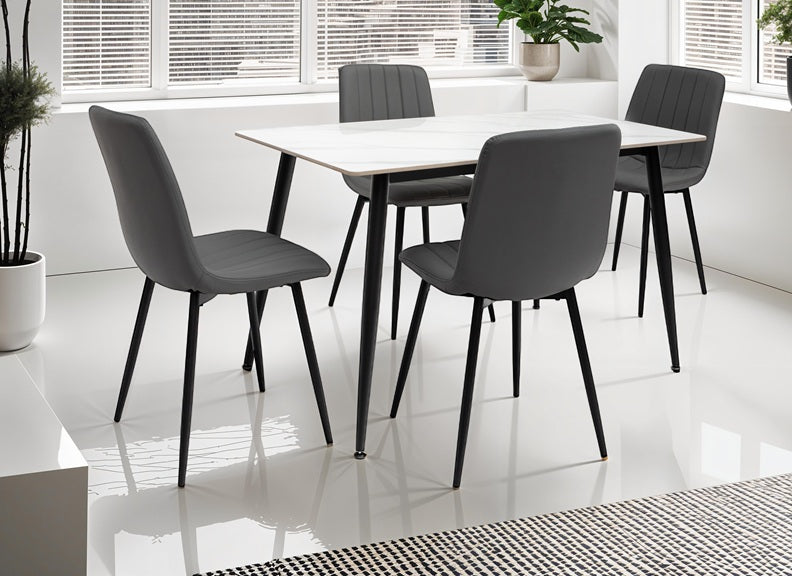 Riga White Dining Tables W/611 Chairs