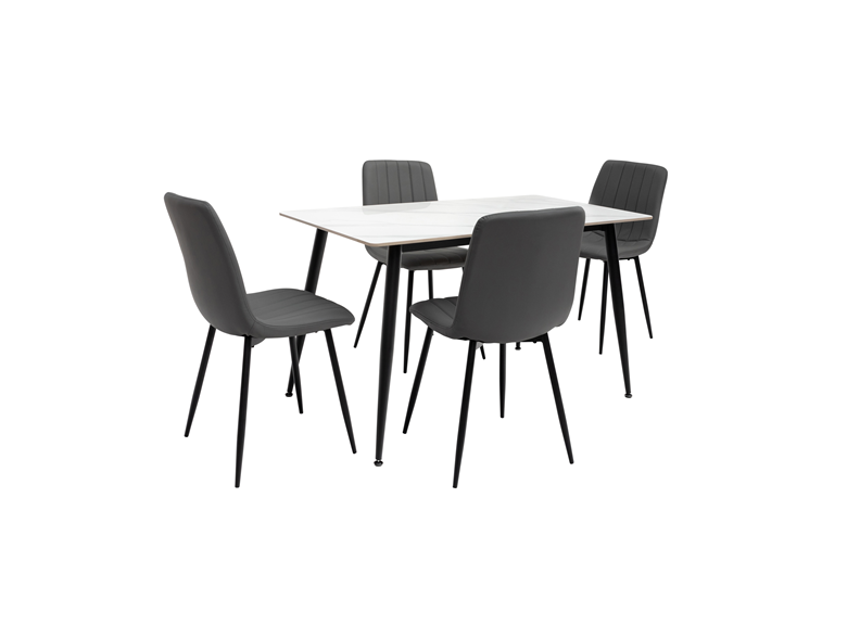 Riga White Dining Tables W/611 Chairs